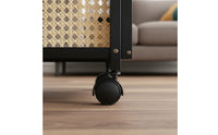 360° Swivel Casters Rolling Side Table Space-Saving Design Mobile End Table with Storage Expandable Tabletop Slim Storage Trolley for Living Room, Small Areas, Bedroom