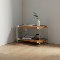 Narrow Floor Standing Shelf X-Shaped Brace Freestanding Metal and Wood Shelf Utilitarian Design Display Rack Adjustable