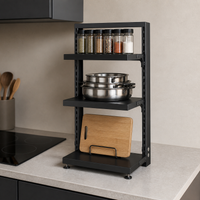 Adjustable 3-Tier Pot and Pan Organizer Rack for Kitchen Cabinet and Under-Sink Storage