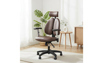 Ergonomic Chair with Paired Backrest Leather-Like Reclining Chair with Headrest Padded Furniture for Professionals, Esports Participants, Home Office