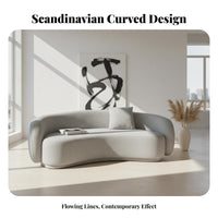 Curved Boucle Sofa Modern Design Boucle Half-Moon Sofa Minimalist Design Couch for Apartment Dwellers, Young Adults, Lounge Area, Home Office, Bedroom