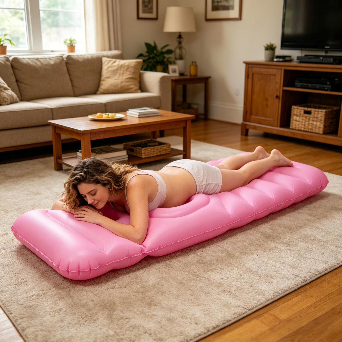 PVC Inflatable Pregnancy Bed for Sleeping, Support Cushion for Lying Flat