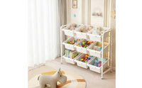 Toy Storage Organizer with 9 Bins 3-Tier Toy Storage Rack with Bins Removable Furniture for Young Children, Playroom, Nursery