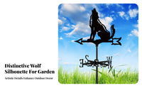 Wrought Iron Wolf Weathervane Weather Resistant Howling Wolf Weathervane Cut Design for Nature Enthusiasts, Yard, Lawn