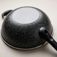 Stir Fry Induction Wok and Cooking Pan with Lid, Large Wok Pan for Family Cooking, Induction Hob Wok with Lid, Stone Frying Pan for Home Use