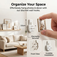 Heavy Duty Seamless Wall Hooks Solid ABS Picture Hooks, No Nails Photo for Wall Hanging, Invisible for Homeowners, 3 Load Capacity