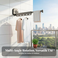 Drill-without Installation Wall Mounted Drying Rack Space Saving Wall Mounted Clothes Drying Rack Indoor & Outdoor Use Accordion Clothes Dryer Rust-Resistant for Apartment Dwellers, Homeowners, Balcony, Dorm Room, Bedroom, Bathroom