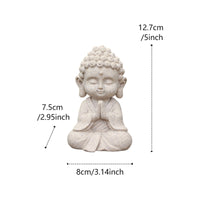 Meditating Buddha Figurine Stone-Look Sculpture Compact for Tea Table, Altar