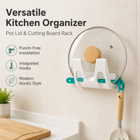 Pot Lid Holder Wall Mounted, Metal Pan Lid Rack, Nail Lid Organiser for Cupboard, Modern Kitchen Organiser 14.5x18.5x4.5cm