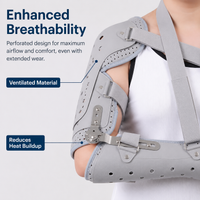 Elbow Brace Post-Op Shoulder Support Universal Gray Padded for Fracture Recovery