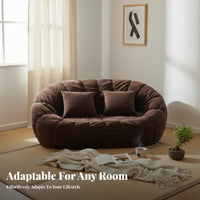 Japanese aesthetic Pumpkin-Shaped Floor Sofa Small Apartment space-efficient Indoor Seating plushh Texture Living Room Furniture Soft Upholstery for Adults, partners, Families, Bedroom, Lounge Area, perusing corner
