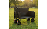 Convertible Camping Wagon 2-in-1 Folding Cart with Seat Wagon with Seats Portable Lounge Cart Quick-Fold for Campers, Picnics
