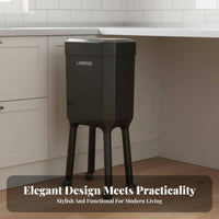 High-Leg Trash Can No-Bend Design Elevated Garbage Can Rolling Garbage Bin with Lid Long-Lasting Wheels Rolling Waste Bin With