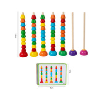 Hand-Eye Coordination Number Matching Game Focus Training Wooden Bead Stacker Cognitive Skills Bead Sorting Structure Early Learning for Preschoolers, Toddlers, Classroom