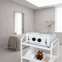 Double Depilatory Melter Countertop Two-Chamber Depilatory Warmer Appliance Electric for Estheticians, Spas, Home Waxing
