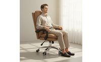 Luxury Design Leather Executive Chair Comfortable High Back Executive Chair Thickly Padded Cushion Adjustable Support for Executives, Conference Room