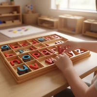 Movable Alphabet with Trays Preschool Movable Alphabet Textured Letter Set for Classroom, Playroom