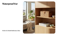 Imitation Rattan Storage Box With Lid Home Organization Side Handles for Parents