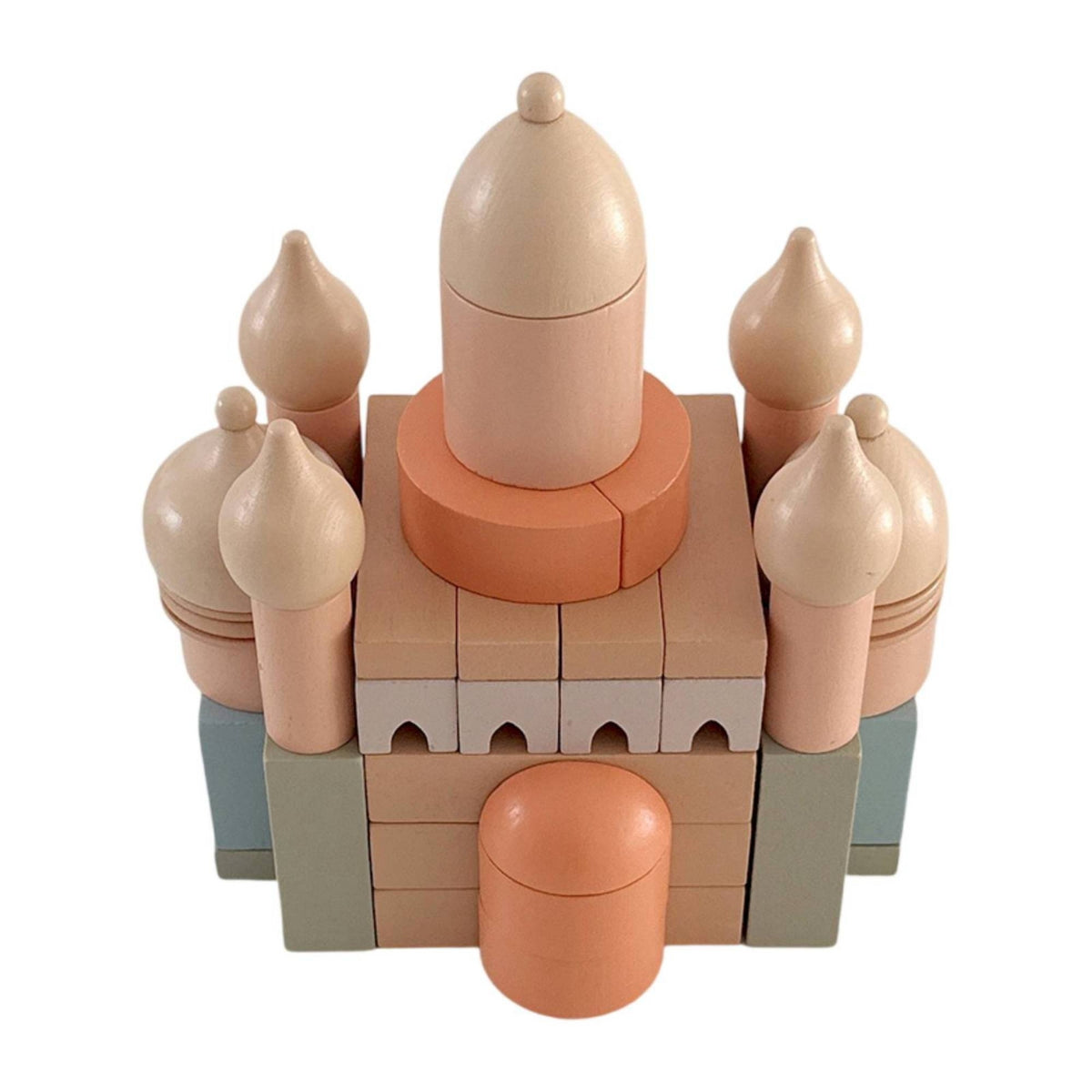 Wooden Castle Block Set Matte Building Set with Box Creative for Toddlers