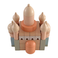 Wooden Castle Block Set Matte Building Set with Box Creative for Toddlers