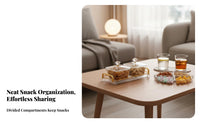 Removable Compartments Lidded Divided Serving Tray Easy to Clean Divided Serving Tray with Lids Crystal Clear Design for Living Room, Bar