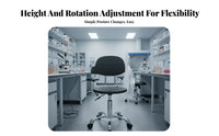 Adjustable Height Anti-Static Wheeled Stool Ergonomic Backrest Rolling Chair Back Support Roller Seat 360° Swivel Wheels for Factory Workers, Cleanroom Personnel, Laboratoryoratory Oratory, Workshop, Medical Facility, Hospital