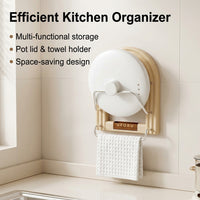 Pot Lid Holder Wall Mount Organiser, No Drill Lid Holder, Small Kitchen Organiser, Aluminium Alloy Rack for Cupboard Storage