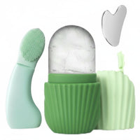 3 Pieces Reduces Puffiness Gua Sha and Ice Mold Kit Deep Cleansing 3 in 1 Facial Care Kit Multi-Functional for Women, Travel, Home, Bathroom