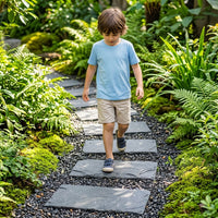 Garden Stepping Stones, Outdoor Stone Walkway Pavers, Heavy Duty Non-Slip Landscape Pathway Tiles, Terracotta-Toned Japanese Garden Stone Slab