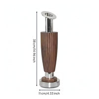 Wood Vase with Metal Base Mixed Material Walnut Wood Vase Modern Vessel for Reception Desk