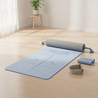 Textured TPE Fitness Mat Portable Fitness Mat with Carrying Strap Cushioned Long-Lasting for Home Workouts
