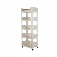 With casters Multi-Tier Basket Trolley Ventilated Baskets three-tier Rolling Organizer Large Capacity Utility mobile organizer Sturdy Construction for Apartment Dwellers, Homeowners, Kitchen, Living Room, Bedroom, Bathroom
