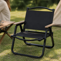 Outdoor Carbon Steel Folding Chair and Table Set, Portable Picnic Camping Beach Chair with Armrests, Kermit Style