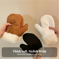 Thickened children's Thick Mittens Warm Suede and Sherpa Mittens Windproof for Students, Kids 5+, Cycling, Cold Weather, Driving