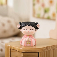 Tabletop Candle Holder Figurine Cute Girl Figurine with Candle Cup Compact Decor Accent Charming for Desk, Bedroom