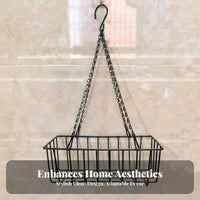 Rectangular Wire Hanging Planter Easy Assembly Plant Holder for Patio, Gardeners