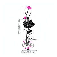 Flower Design 3D Lotus Wall Sticker Self-Adhesive Acrylic Lotus Decal Removable Easy to Install for Living Room, Entryway, Hallway