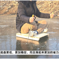 户外老式纯实木滑冰车成人冰上爬犁滑冰神器雪橇单人溜冰车便携式