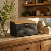 Bamboo Bread Box Wooden Pull Handle Bread Storage Freshness-Preserving Container Keeping for Kitchen