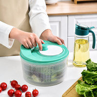 Salad Dryer, Vegetable Washer Dryer with Crank Handle, Food-Grade Synthetic Material Greens & Fruit Washer, Removable Perforated Basket