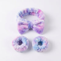 Terry Cloth Headband Wristband Set for Washing Face, Soft Makeup for Women, Bow with Cute Decoration, Ladies