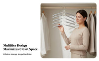 Space-Saving Design Multi-Layer Clothes Hanger 5-Tier Capacity Hanging Bar Rack Retractable Closet Accessory Detachable Rods for Renters, Homeowners, Students, Wardrobe, Bedroom, Dorm Room, Entryway
