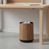 Large Capacity Wood Grain Trash Can Thickened Material Rectangular Accessible Top Wastebasket Space-Saving Slim Faux Wood Garbage Bin Internal Bag Holder for Bedroom