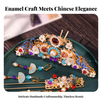 Traditional Chinese Attire Headdress Set Dangling Tassels Traditional Chinese Attire Hair Accessory Set Elegant Design Vitreous Enamel Look Design