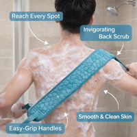 3Pcs Exfoliating Back Scrubber Towel with Handles for Adults, Washable Bath Glove and Mitt Set, Three Piece for and Showering
