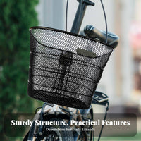 Large Capacity Front Bike Basket Long-Lasting Metal Mesh Bike Basket Easy Installation for Shopping, Commuting
