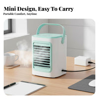Mini Air Conditioner Fan Quiet Portable Air Conditioner Fan Humidifier Function USB Personal Space Chiller for Office, Dorm Room, Bedroom