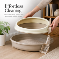 Semi-Enclosed Cat Litter Box with Scoop - Large, Anti-Splash Pet Toilet