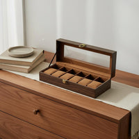 6 Slot Watch Box Cushioned Compartments 6-Slot Watch Box Metal Latch