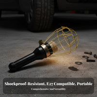 E27 Mechanic's Light Drop-Resistant Wire Guard Inspection Lamp Shock-Resistant Cage Caged Work Light for Mechanics, Construction Workers, Garage